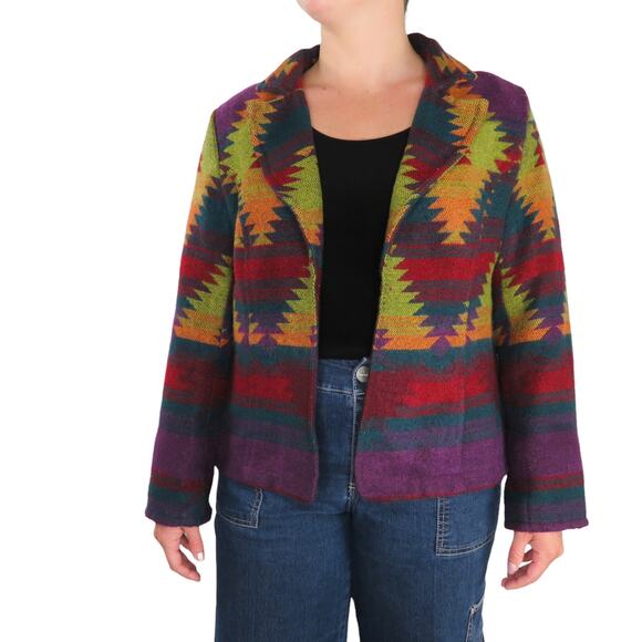 Coldwater Creek 1990s Vintage Rainbow Tribal Boho Western Jacket Large - Picture 5 of 7